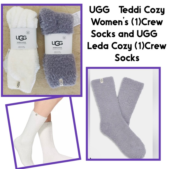 UGG® Teddi Cozy Women's (1)Crew Socks and UGG® Leda Cozy (1)Crew Socks - Picture 1 of 14
